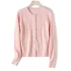 Rl Estilo Caballo de Guerra Estilo Dulce Miu Cardigan Vintage de Punto Trenzado 100% Lana Australiana Versátil Top de Cuello Redondo