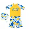 Roupa de Banho Infantil para Meninos, Maiô de Verão Duas Peças para Crianças Maiores, Conjunto de Praia com Chapéu de Proteção Solar, Secagem Rápida