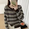 Cárdigan suéter de punto Fair Isle retro romántico estilo coreano con cuello redondo y mangas normales, perfecto para usar en capas