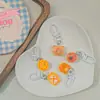 Llavero con forma de corazón para niña, diseño de tarta de huevo, pudín de oso, botón blanco I28, accesorio para colgar en el bolso del estudiante