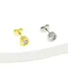 Aretes redondos de acero inoxidable con circonita Blanca/color no es fácil de pasar/aretes sensibles aretes simples de moda venta al por mayor