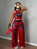 Estilo Verão 2025 Novo Conjunto de Calça com Colete para Intervalo de Almoço Moda Feminina Casual Top Justo Conjunto de Calça Solta