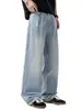 Roupas Masculinas Fengshe / Nova Coleção Primavera 2026 Jeans Americano Solto de Perna Larga Calças Masculinas Tendência Lavadas de Perna Reta