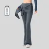 Calças Flare Fitness Femininas Anti-Embaraço Aba Removível no Bumbum Calças de Perna Larga Caimento de Alta Qualidade Casual Yoga Micro Flare Calças Compridas