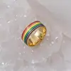 Los Anillos de Acero de Titanio Son Artículos de Venta Caliente Transfronterizos, los Anillos de Pareja Arcoíris Son Populares Anillos Coloridos Personalizados de Acero Inoxidable, Joyería Unisex