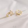 Anillo de nudo portaperlas de medio agujero con circonita microincrustada en oro de 14K que conserva el color, soporte vacío de anillo abierto para cuentas adhesivas hechas a mano diy