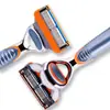 Navaja Manual Naranja de Cinco Capas al por Mayor para Hombres, Navaja Manual de Afeitar Universal de 5 Capas