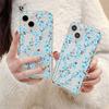 Funda para Teléfono Móvil iPhone15promax de Flor Azul de Pantalla Completa Apple 14 Transparente 13/12 Agujero Fino Resistente a Caídas 11 Suave
