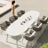 Sofá de Exterior Patio Balcón Exterior Villa Silla de Ratán Individual Tejido de Ratán Combinación Terraza Protección Solar Ocio Muebles de Jardín