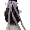 Pinza para el pelo de resorte con lazo transparente para primavera y verano con cintas largas, pinza de resorte para el pelo semi-recogido súper de cuento de hadas, accesorio dulce para moño