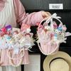 Regalo creativo para el Día del Niño, caja portátil de conejo, bocadillos rosas, dulces, flores de perla, canasta de flores portátil, venta al por mayor