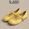Zapatos Mary Jane de Ballet con Falda, Zapatos Planos de Verano, Zapatos de Boca Baja de Cuero Genuino, Suelas Blandas, Zapatos para Mujer que No Cansan, Zapatos Pequeños de Cuero