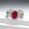 Zhuo Zhifan 2023 nuevo anillo de plata S925 6*8mm diamante de alto carbono color rojo sangre de paloma hueco de lujo totalmente engastado con diamantes moda para mujer