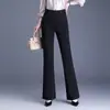 Pantalones Acampanados Negros Adelgazantes Nuevos Otoño 2026 para Mujer, Pantalones de Cola de Pez con Drapeado Ajustados a la Moda para el Trabajo, Pantalones de Cintura Alta con Ligero Flare