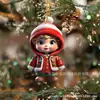 Colgante de enano de dibujos animados de acrílico para árbol de Navidad lindo enano impresión de avión adornos de muñeca china decoración de Año Nuevo