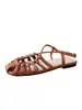 Sandálias de Praia Planas Vazadas com Tira Tecida para Mulheres Primavera 2026, Sola Macia, Confortáveis, Respiráveis, Sapatos Romanos de Tira Única, Elegantes
