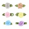 Capullos de Rosa Personalizados de Poliéster con Hojas, Accesorios para el Cabello Hechos a Mano para DIY, Flores Pequeñas Decorativas, Accesorios para Ropa de Niños