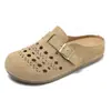 Sandalias Medias Birkenstock de Cuero Genuino Retro para Mujer 2026 Nuevo Estilo Otoño para Mujeres Embarazadas Sandalias Cerradas de Ponerse para Exteriores Persona Perezosa