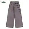 Calça de Moletom Terry Cloth Estilo Americano Retrô Unissex Perna Reta Peso Pesado Lavada e Desgastada Estilo Casal Solta Tendência Casual