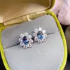 Aretes de Topacio Natural, Morado Sedoso, Cuerpo Completamente Puro, Plata 925, Exquisita Piedra Principal Incrustada 5*7mm, Suministro Directo del Fabricante