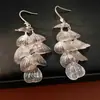 Brincos Gancho com Franja de Pétalas de Flor Vazadas Personalidade Exagerada Europeus e Americanos Cross-Border Brincos Exquisitos de Luxo Leve para Mulheres