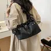 Bolso tipo tote de cordón de cuero suave estilo coreano para mujer, nuevo modelo 2026, correa ancha para el hombro, bolsa de gran capacidad para el día a día, bolso versátil de hombro y cruzado