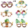 Gafas de Disfraz de Papel Hawaiano Estilo Verano Festival Fiesta Decoraciones Accesorios Marco de Gafas de Helado de Coco