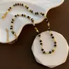 Colar de Pedra Olho de Tigre com Contas Estilo Retro Outono e Inverno Maillard Corrente para Clavícula Colar Elegante da Moda Joias para Mulheres de Alta Qualidade