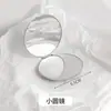 Espelho pequeno de dupla face para menina dobrável de aço inoxidável espelho de maquiagem portátil de mão tipo flip com suporte de mesa à prova de quedas espelho de maquiagem
