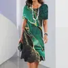 2024 verão quente transfronteiriço feminino vestido curto estampado antigo moda casual impressão digital 3D comércio exterior