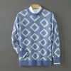 Suéter Casual Versátil de Punto Fino Vintage para Hombre, Cuello Redondo, Lana Pura, Estilo de Negocios, Caída de Envíos Transfronteriza