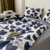 Conjunto Universal de Quatro Peças Floral Pequeno para Todas as Estações Capa de Edredom de Algodão Puro Lavado Conjunto de Cama de Três Peças para Dormitório Estudantil Solteiro e Casal