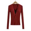 Ins Moda Europeia e Americana Sexy Decote em V Manga Comprida Suéter Moda All-match Hot Girl Slim-fit Elegante Base Top