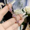 Pulsera Flor de Circonio Versa Girl Cuic Nuevo Baño de Oro Fuerte Conservación del Color Moda Personalidad Trébol de Cuatro Hojas Versátil
