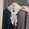 Bufanda Triángulo Corta Estilo Coreano para Mujer, Encaje Bordado Moda Ol Estilo Socialité Bufanda Decorativa para Cuello Sesión de Fotos Pañuelo para la Cabeza