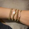 Pulsera elástica para mujer de estilo bohemio, con perlas CCB y cuentas, europea y americana, transfronteriza, de moda, juego de varias piezas