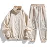 Traje deportivo de color liso para primavera y otoño 2025 para hombre, conjunto de dos piezas con pantalones de pierna abierta y chaqueta de manga larga con cuello, traje para correr para hombre
