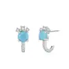 Brincos Elegantes de Prata Esterlina S925 Cor Zircônia Tesouro para Mulheres Exquisitos Leve Luxo Alta Qualidade Turquesa Banhado a Ouro Joia para Orelha