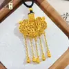 Tienda de Oro Mismo Estilo Oro Antiguo Hueco Filigrana Estudiante Imperial Dragón y Fénix Borla Candado Colgante Dragón y Fénix Adorno de Cuello Propicio