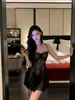Ropa Interior Sexy Tallas Grandes Shuang'er Vestido de Encaje Puro Deseo Camisón de Malla Transparente Tentación con Copas de Leche y Aros