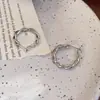 Brincos Ovais Simples de Agulha de Prata Metal Frio Argola de Orelha Leve Luxo High-end Moda Brincos Senso de Design Nicho