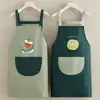 Delantal Casero Impermeable y a Prueba de Aceite para Mujer Verano Delgado Cocina Restaurante Ropa de Trabajo Lindo Estilo Extranjero Delantal de Trabajo Estampado