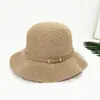 Estilo coreano linho cinto fivela cúpula preto net vermelho pescador chapéu mulheres guarda-sol proteção solar onda beirais verão bacia chapéu na moda ins