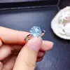 Anillo Topacio Azul Cielo Corte Imitación Explosiones Vivas Fuegos Artificiales Naturales Super Flash 2 quilates Anillo de Apertura Seiko