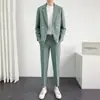 Jaqueta de Terno Masculino Casual Solta Tendência 2025 High-End Estilo Coreano Slim Fit Conjunto de Terno para o Dia a Dia