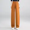 Calça Larga Casual Vermelha de Verão para Mulheres 2026 Novo Estilo Cintura Elástica Estilo Preguiçoso Emagrecedora Solta Longa