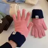 Novas Luvas de Lã Tricotada Azuis para Outono e Inverno para Mulheres, Compatíveis com Tela de Toque, Sem Dedos, Espessas, Quentes, Com Cinco Dedos, Adequadas para Ciclismo e Estudantes