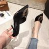 Medias Zapatillas de Moda Sexy con Pedrería y Punta Fina para Mujer, Nuevo Estilo Primavera/Verano 2025, Tacones Altos de Punta Fina, Tacones Delgados, Sandalias para Mujer de Uso Exterior