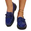 Sapatos Mocassins Femininos de Grande Tamanho para Comércio Exterior Transfronteiriço, Sapatos Mary Jane com Laço de Couro Patente para Primavera, Verão e Outono, Sapatos Casuais