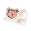 Plato para Cena Infantil Osito Casa Compartimentos Dibujos Animados Plato Comida Rápida Escuela Guardería Bebé Comiendo Plástico Anti-Caídas